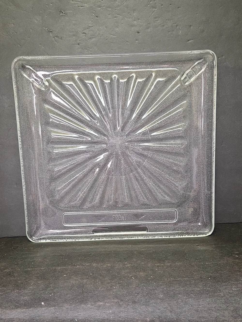 Vintage Amana Radarange Microwave Square Glass Tray Starburst